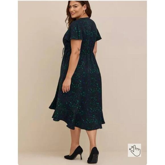 Midi Studio Crepe de Chine Surplice Wrap Dress 3X - Picture 2 of 12